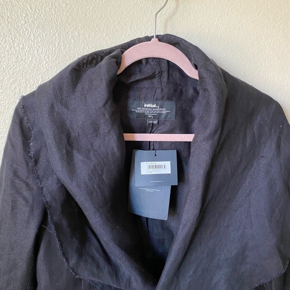 Initial Men’s Blouson Linen Blend Jacket Black Size 165/92A Gothic Blazer Coat - Picture 3 of 10